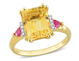 3.50 Carat (ctw) Citrine and Ruby Ring in Yellow Plated Sterling Silver